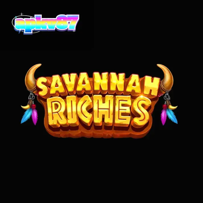 Pemandangan matahari terbenam di savannah yang menjadi latar belakang slot Savannah Riches